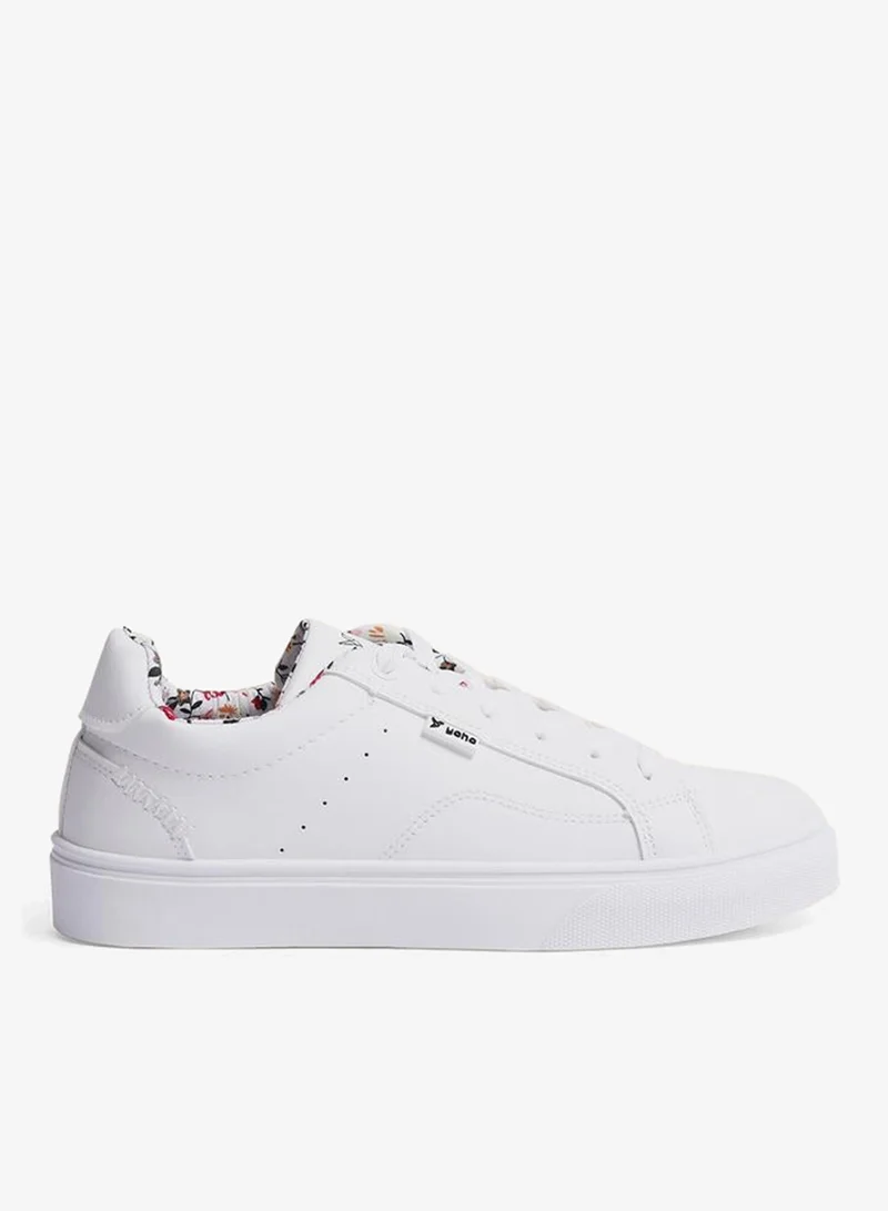 YOHO White Solid Lace Up Sneakers
